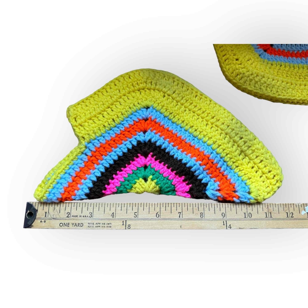 True Vintage Acrylic Wool Slippers Multicolor Triangle Shape Never Worn